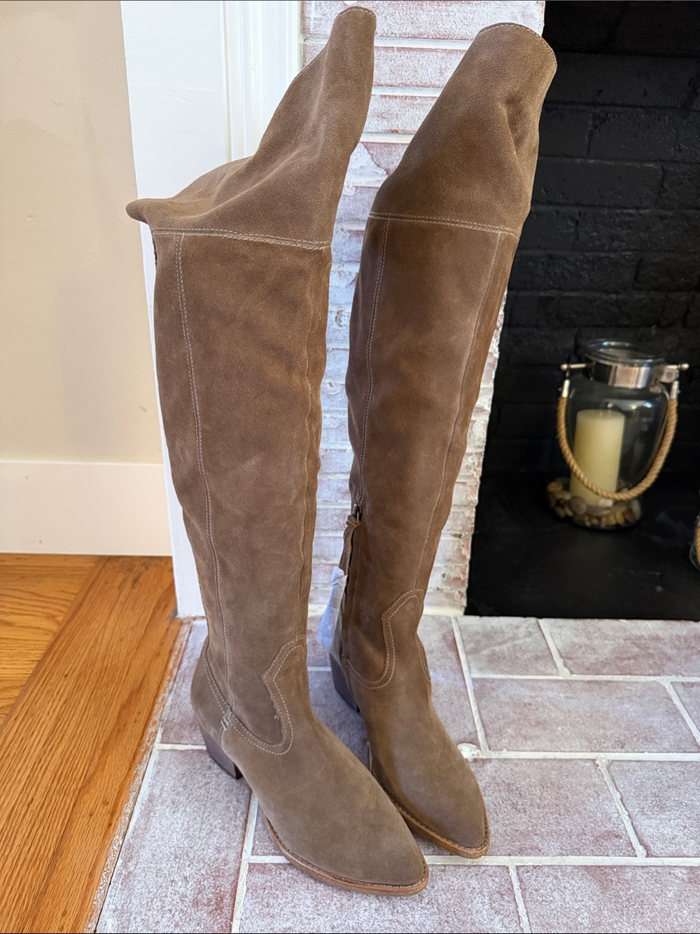 Dolce Vita Taupe Suede Over-the-Knee Boots